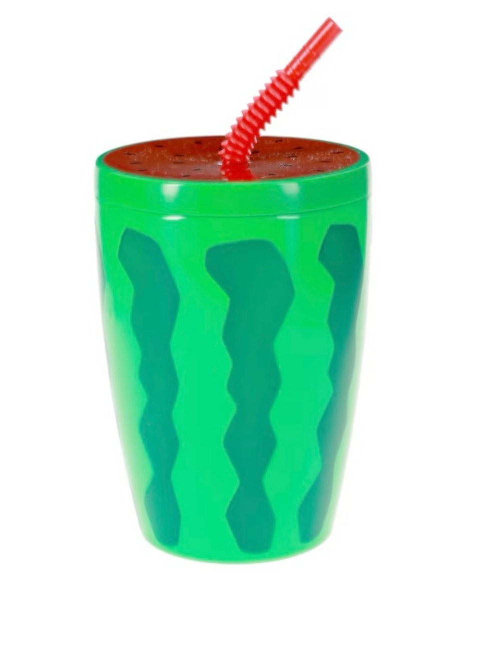 Green Watermelon Tumbler with Red Straw